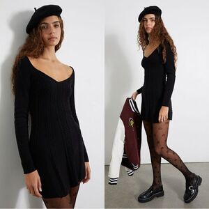 Free People Small World Mini Black Sweater Dress Size XS